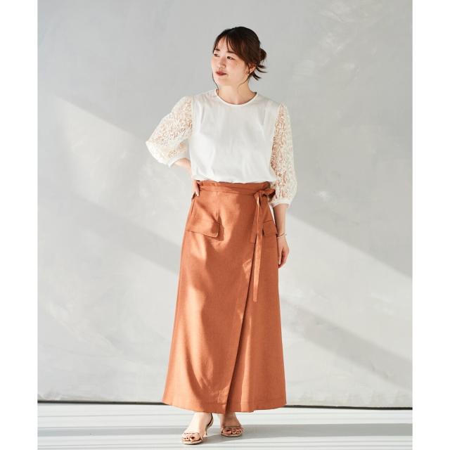 ルクールブラン（le．coeur blanc）/《手洗い可能》ラップライクフレアスカート