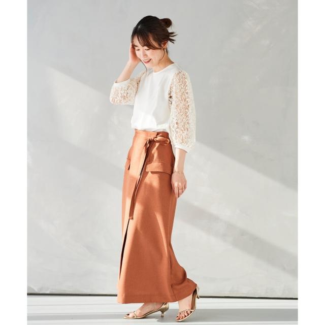 ルクールブラン（le．coeur blanc）/《手洗い可能》ラップライクフレアスカート