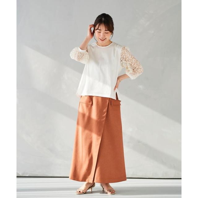 ルクールブラン（le．coeur blanc）/《手洗い可能》ラップライクフレアスカート