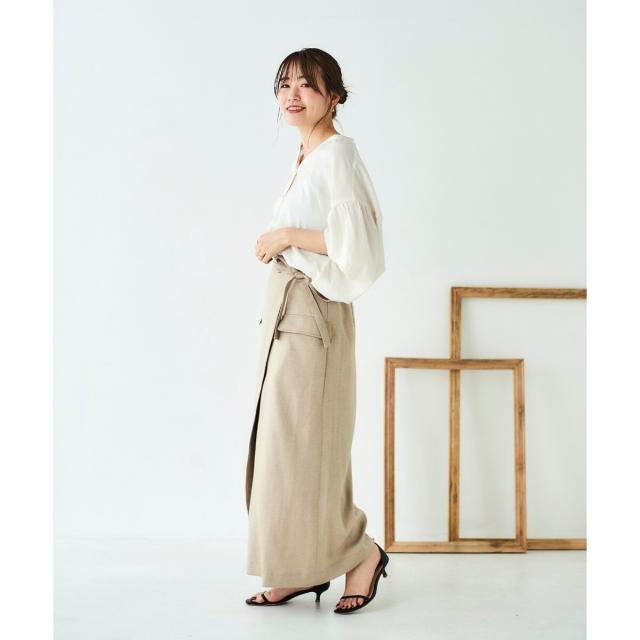 ルクールブラン（le．coeur blanc）/《手洗い可能》ラップライクフレアスカート