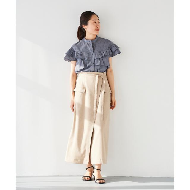 ルクールブラン（le．coeur blanc）/《手洗い可能》ラップライクフレアスカート