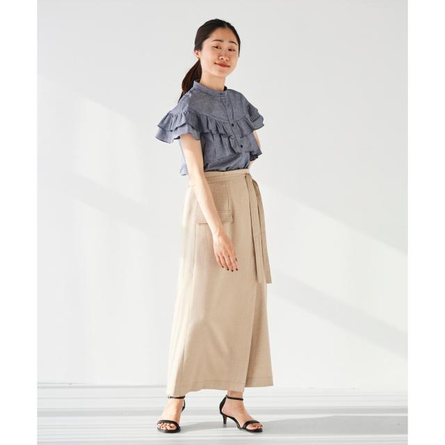 ルクールブラン（le．coeur blanc）/《手洗い可能》ラップライクフレアスカート