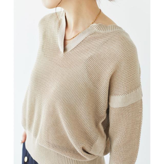 ルクールブラン（le．coeur blanc）/ラメスキッパーメッシュニット