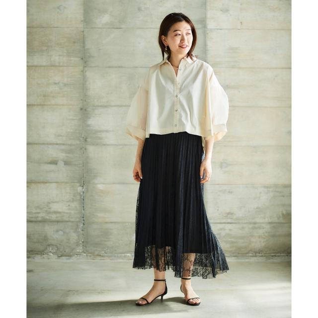 ルクールブラン（le．coeur blanc）/《手洗い可能》TORRAZZO DONNAオーガンジースリーブシャツ