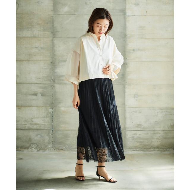 ルクールブラン（le．coeur blanc）/《手洗い可能》TORRAZZO DONNAオーガンジースリーブシャツ