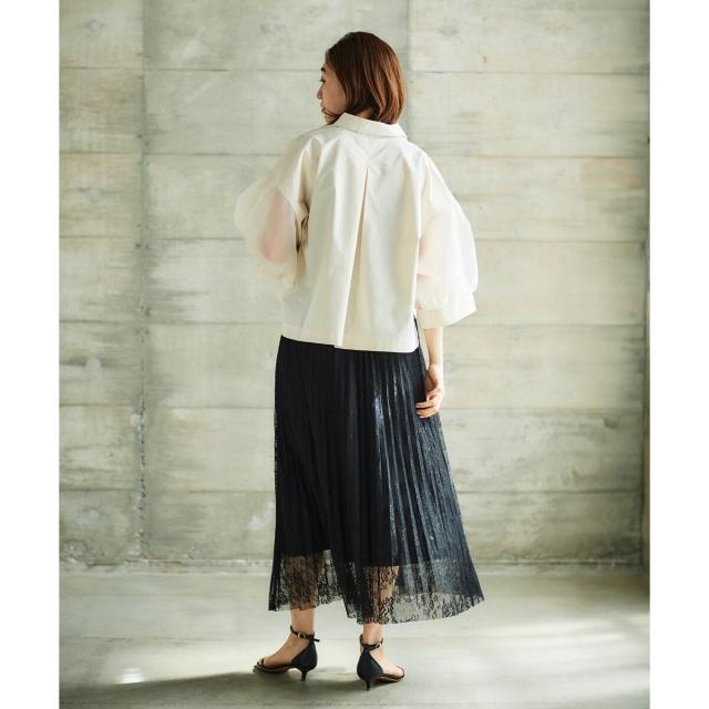 ルクールブラン（le．coeur blanc）/《手洗い可能》TORRAZZO DONNAオーガンジースリーブシャツ