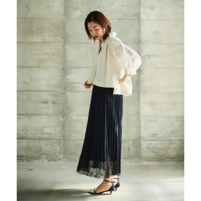 ルクールブラン（le．coeur blanc）/《手洗い可能》TORRAZZO DONNAオーガンジースリーブシャツ