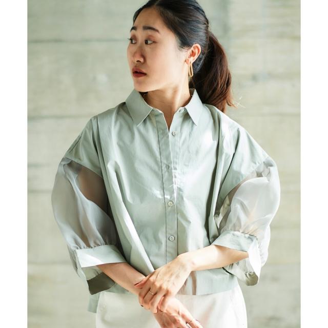 ルクールブラン（le．coeur blanc）/《手洗い可能》TORRAZZO DONNAオーガンジースリーブシャツ