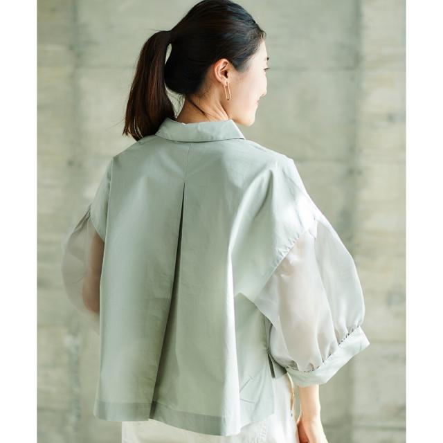 ルクールブラン（le．coeur blanc）/《手洗い可能》TORRAZZO DONNAオーガンジースリーブシャツ