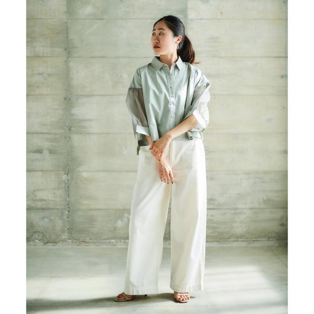 ルクールブラン（le．coeur blanc）/《手洗い可能》TORRAZZO DONNAオーガンジースリーブシャツ