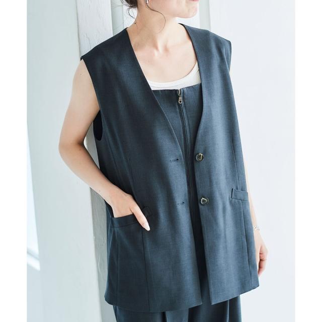 ルクールブラン（le．coeur blanc）/《手洗い可能》Vカラージレジャケット