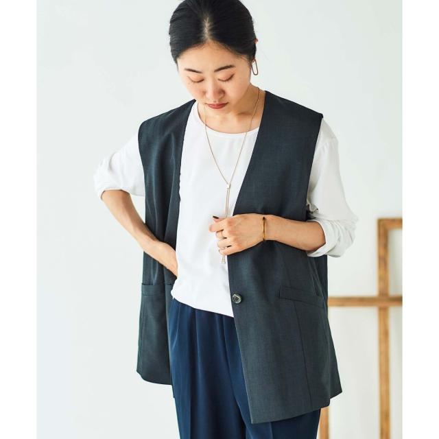 ルクールブラン（le．coeur blanc）/《手洗い可能》Vカラージレジャケット