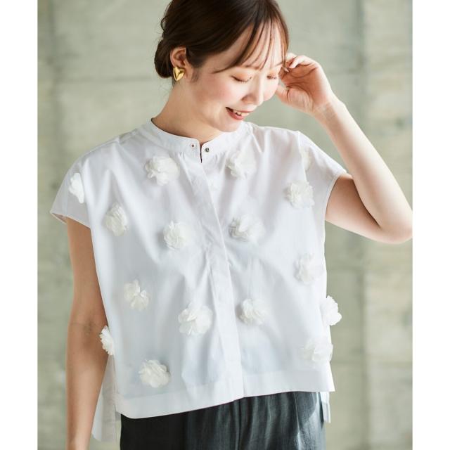 ルクールブラン（le．coeur blanc）/《手洗い可能》TORRAZZO DONNAオーガンジーモチーフブラウスの通販は