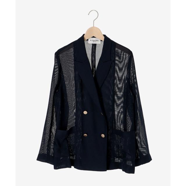 ルクールブラン（le．coeur blanc）/《手洗い可能》メッシュテーラードジャケット