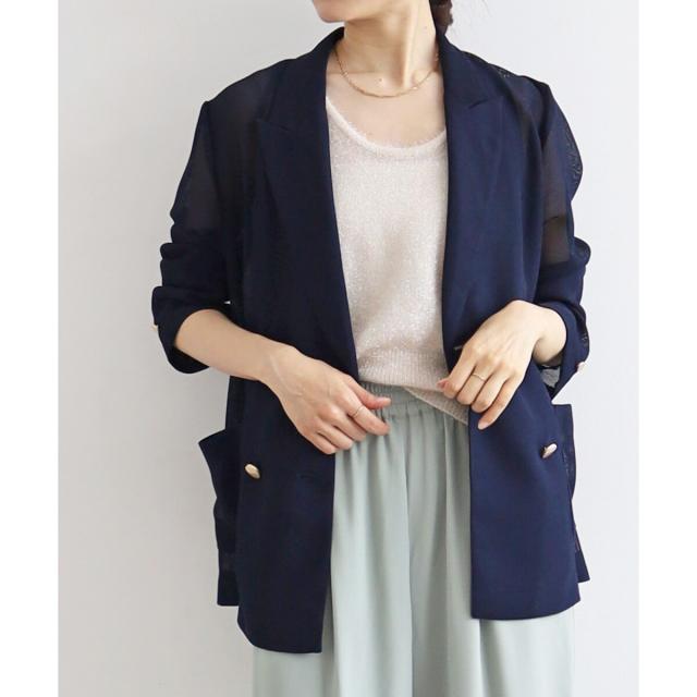 ルクールブラン（le．coeur blanc）/《手洗い可能》メッシュテーラードジャケット