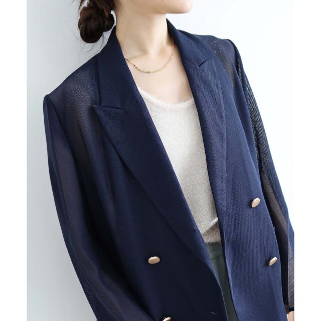 ルクールブラン（le．coeur blanc）/《手洗い可能》メッシュテーラードジャケット