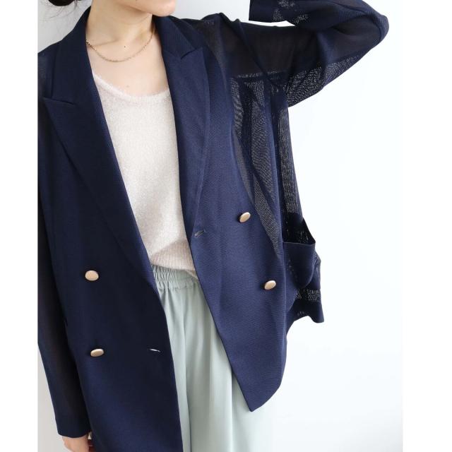 ルクールブラン（le．coeur blanc）/《手洗い可能》メッシュテーラードジャケット