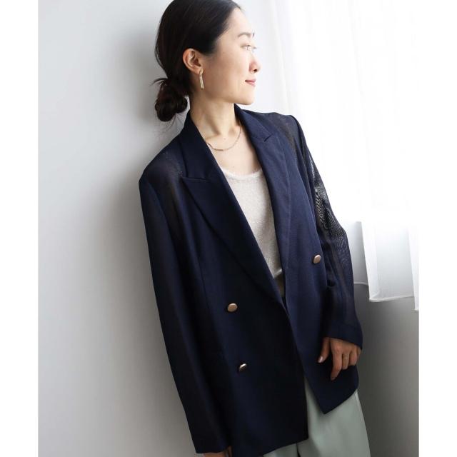 ルクールブラン（le．coeur blanc）/《手洗い可能》メッシュテーラードジャケット