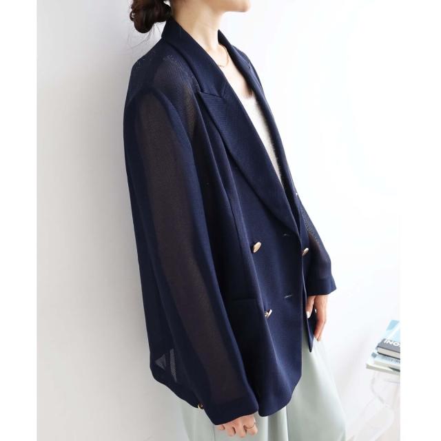 ルクールブラン（le．coeur blanc）/《手洗い可能》メッシュテーラードジャケット