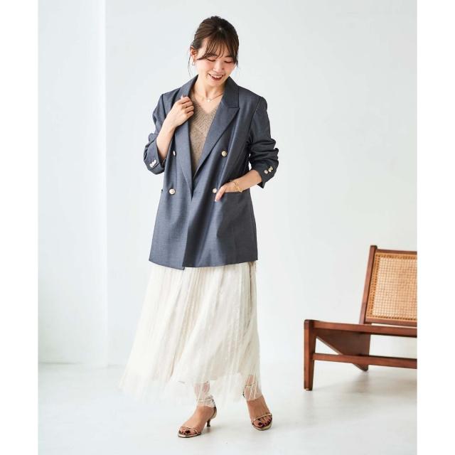 ルクールブラン（le．coeur blanc）/《手洗い可能》レースプリーツロングスカート