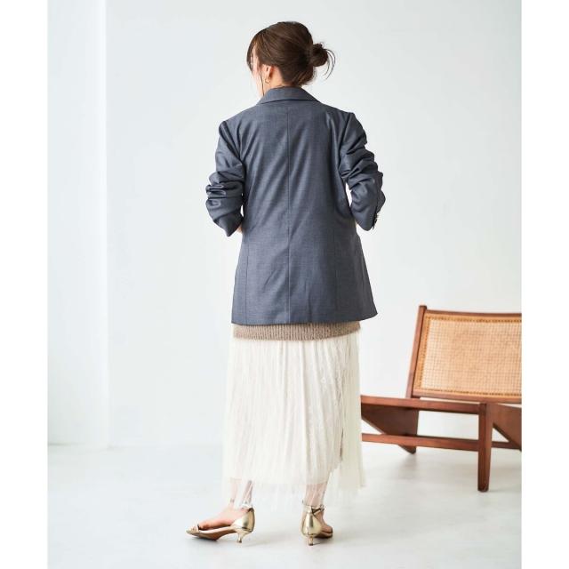 ルクールブラン（le．coeur blanc）/《手洗い可能》レースプリーツロングスカート