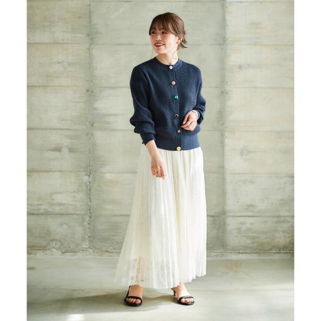 ルクールブラン（le．coeur blanc）/《手洗い可能》レースプリーツロングスカート