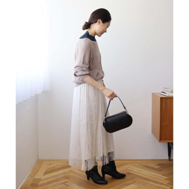 ルクールブラン（le．coeur blanc）/《手洗い可能》レースプリーツロングスカート