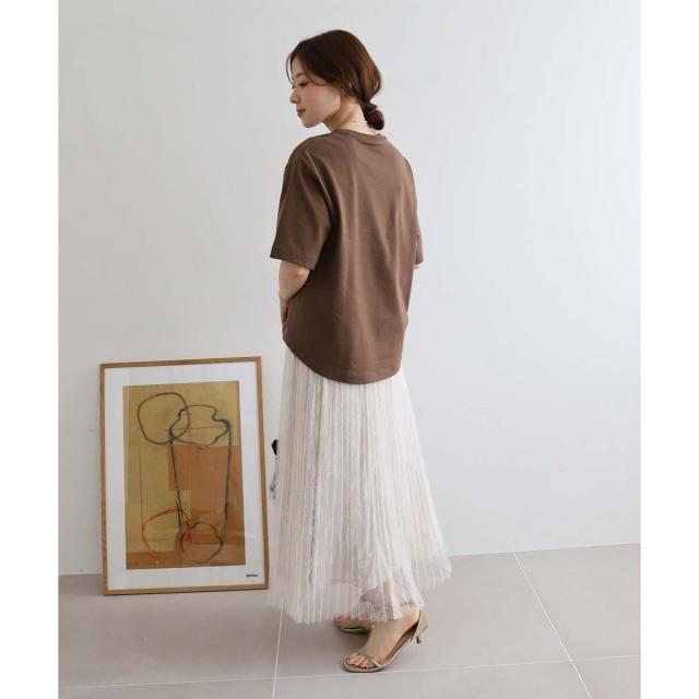 ルクールブラン（le．coeur blanc）/《手洗い可能》レースプリーツロングスカート