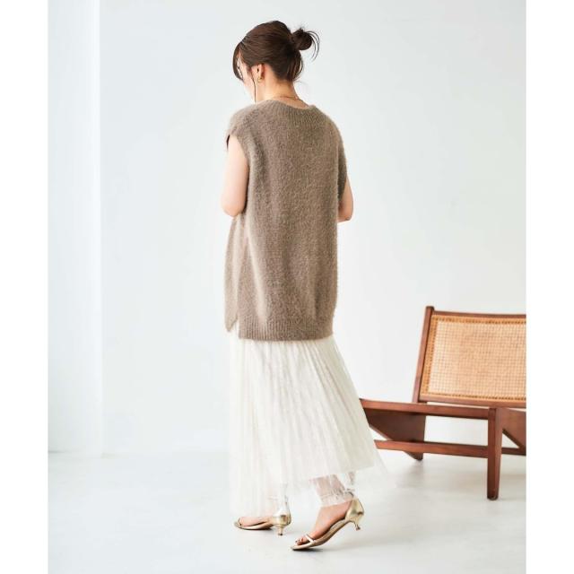 ルクールブラン（le．coeur blanc）/《手洗い可能》レースプリーツロングスカート