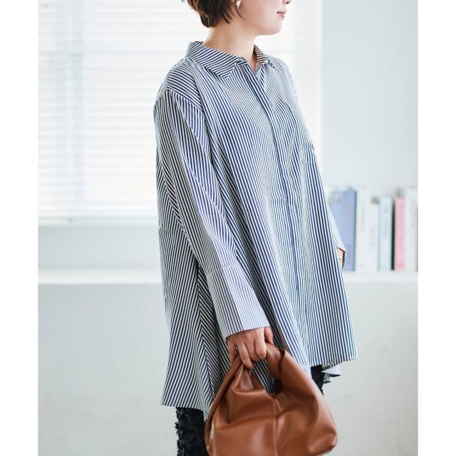 ルクールブラン（le．coeur blanc）/《手洗い可能》TORRAZZO DONNAストライプAラインシャツ