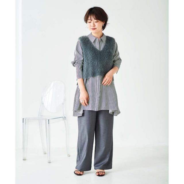 ルクールブラン（le．coeur blanc）/《手洗い可能》TORRAZZO DONNAストライプAラインシャツ