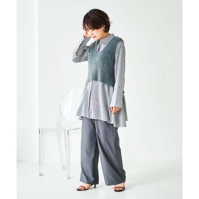 ルクールブラン（le．coeur blanc）/《手洗い可能》TORRAZZO DONNAストライプAラインシャツ