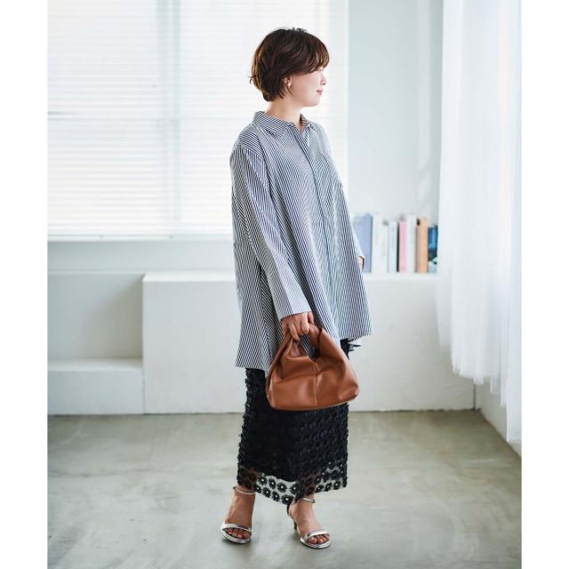 ルクールブラン（le．coeur blanc）/《手洗い可能》TORRAZZO DONNAストライプAラインシャツ