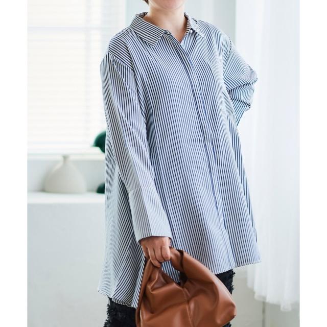 ルクールブラン（le．coeur blanc）/《手洗い可能》TORRAZZO DONNAストライプAラインシャツ