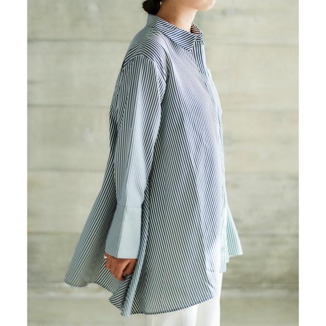 ルクールブラン（le．coeur blanc）/《手洗い可能》TORRAZZO DONNAストライプAラインシャツ