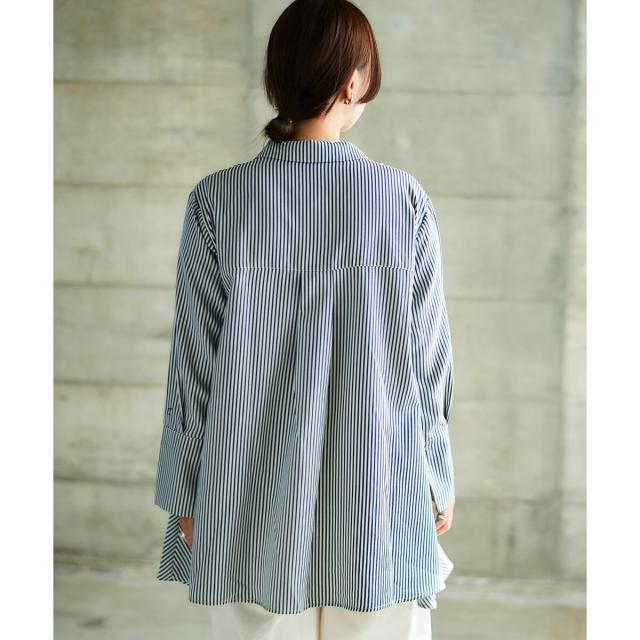 ルクールブラン（le．coeur blanc）/《手洗い可能》TORRAZZO DONNAストライプAラインシャツ