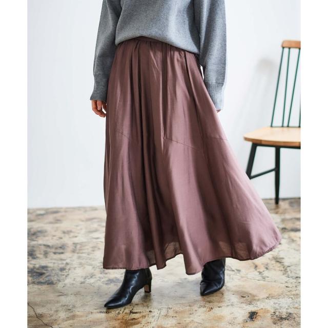 ルクールブラン（le．coeur blanc）/《手洗い可能》シルキーローンギャザースカート