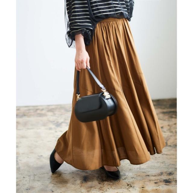 ルクールブラン（le．coeur blanc）/《手洗い可能》シルキーローンギャザースカート