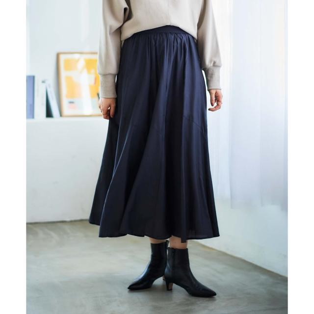 ルクールブラン（le．coeur blanc）/《手洗い可能》シルキーローンギャザースカート