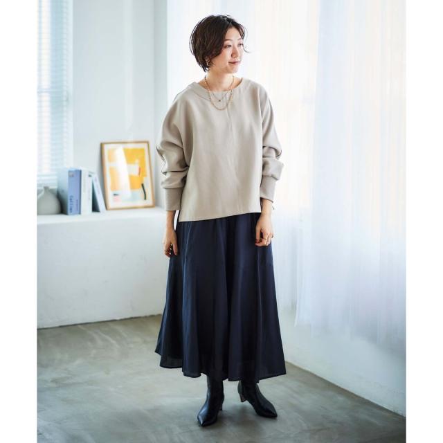 ルクールブラン（le．coeur blanc）/《手洗い可能》シルキーローンギャザースカート