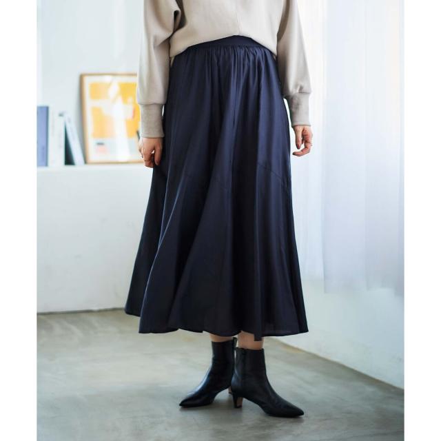 ルクールブラン（le．coeur blanc）/《手洗い可能》シルキーローンギャザースカート