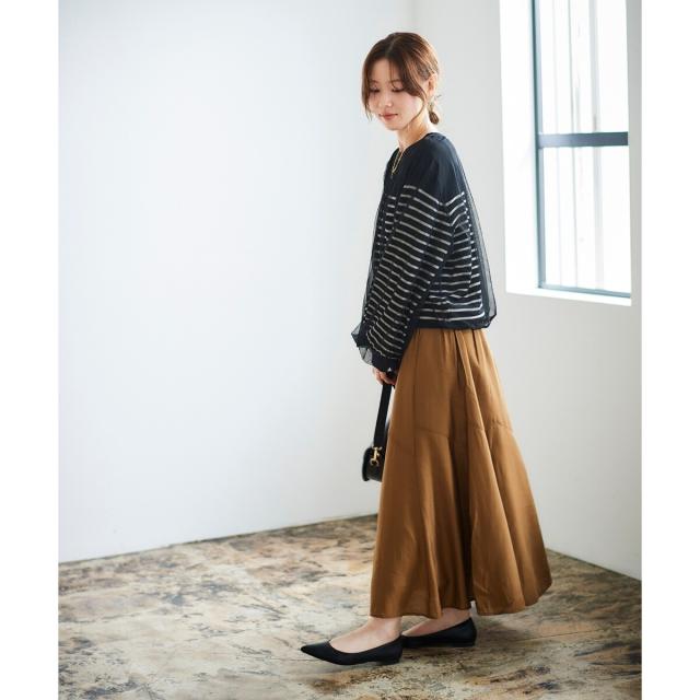 ルクールブラン（le．coeur blanc）/《手洗い可能》シルキーローンギャザースカート