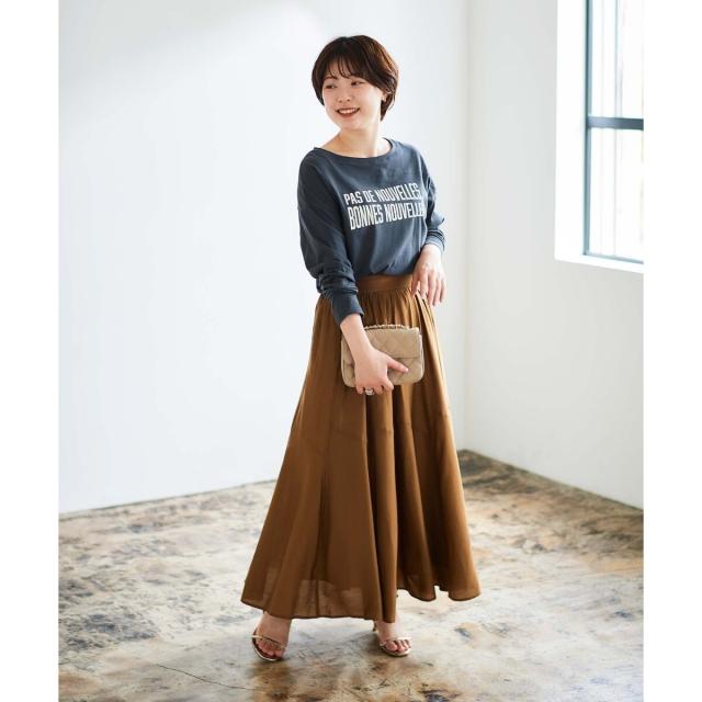 ルクールブラン（le．coeur blanc）/《手洗い可能》シルキーローンギャザースカート