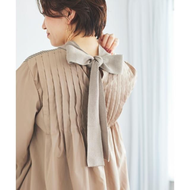 ルクールブラン（le．coeur blanc）/《手洗い可能》TORRAZZO DONNAニット×布帛ブラウス