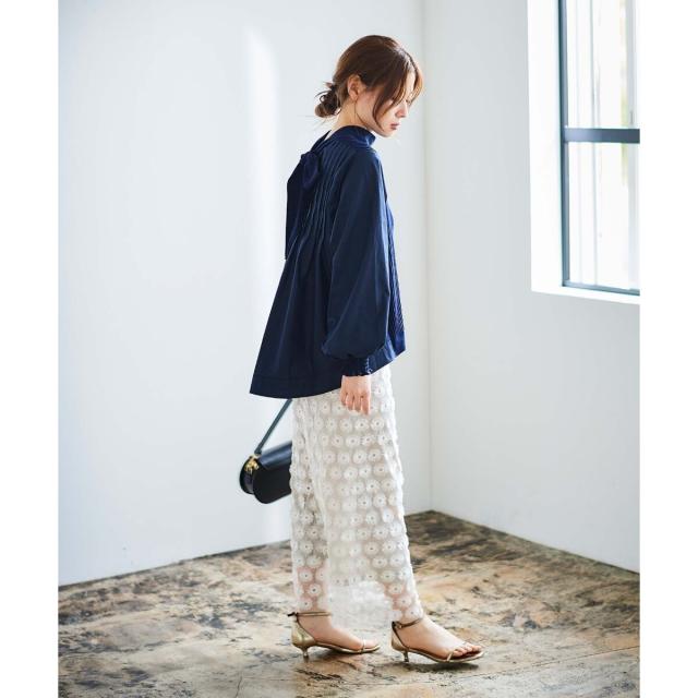 ルクールブラン（le．coeur blanc）/《手洗い可能》TORRAZZO DONNAニット×布帛ブラウス