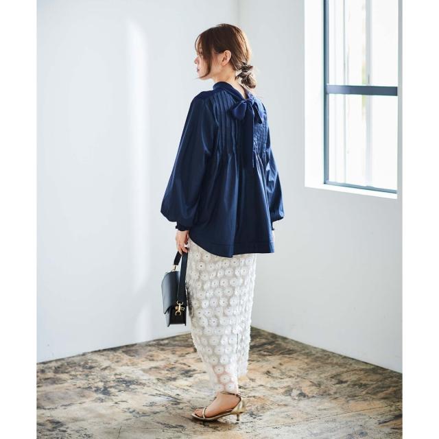 ルクールブラン（le．coeur blanc）/《手洗い可能》TORRAZZO DONNAニット×布帛ブラウス