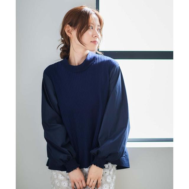 ルクールブラン（le．coeur blanc）/《手洗い可能》TORRAZZO DONNAニット×布帛ブラウス