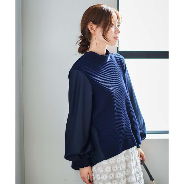 ルクールブラン（le．coeur blanc）/《手洗い可能》TORRAZZO DONNAニット×布帛ブラウス