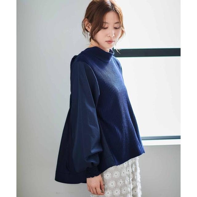 ルクールブラン（le．coeur blanc）/《手洗い可能》TORRAZZO DONNAニット×布帛ブラウス