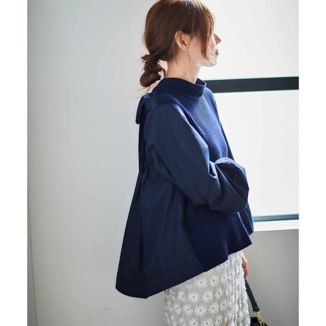 ルクールブラン（le．coeur blanc）/《手洗い可能》TORRAZZO DONNAニット×布帛ブラウス